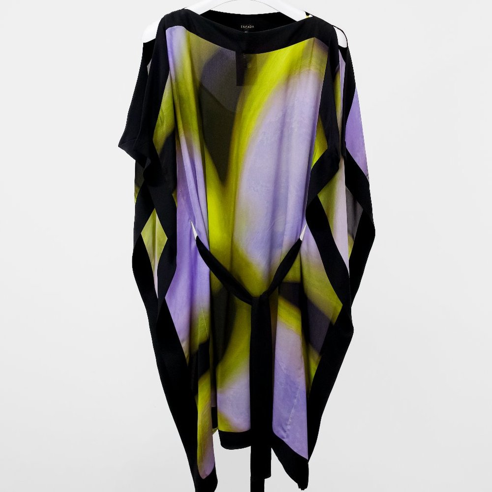 Escada Abstract Printed Chiffon Kaftan Dress